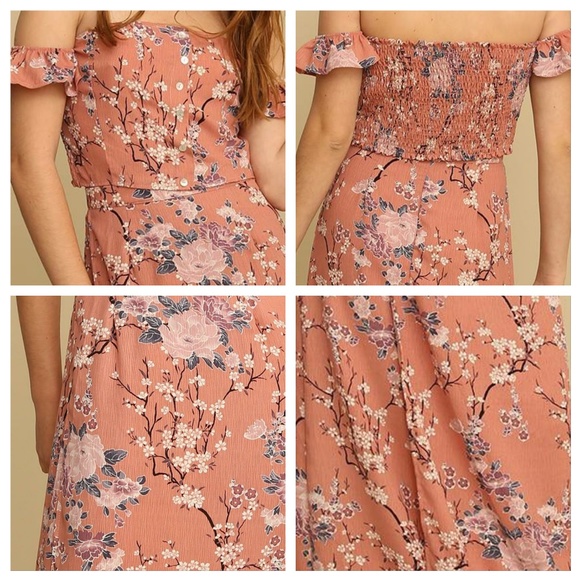 😻Floral Off Shoulder Crop Top + Maxi Skirt - Picture 2 of 2